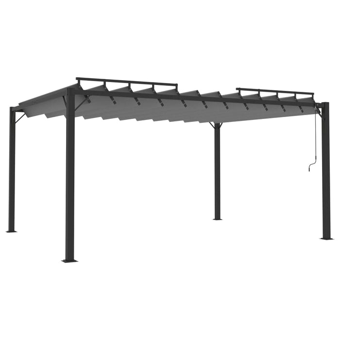 Gazebo con Tetto a Lamelle 3x4 m in Tessuto Antracite/Alluminio
