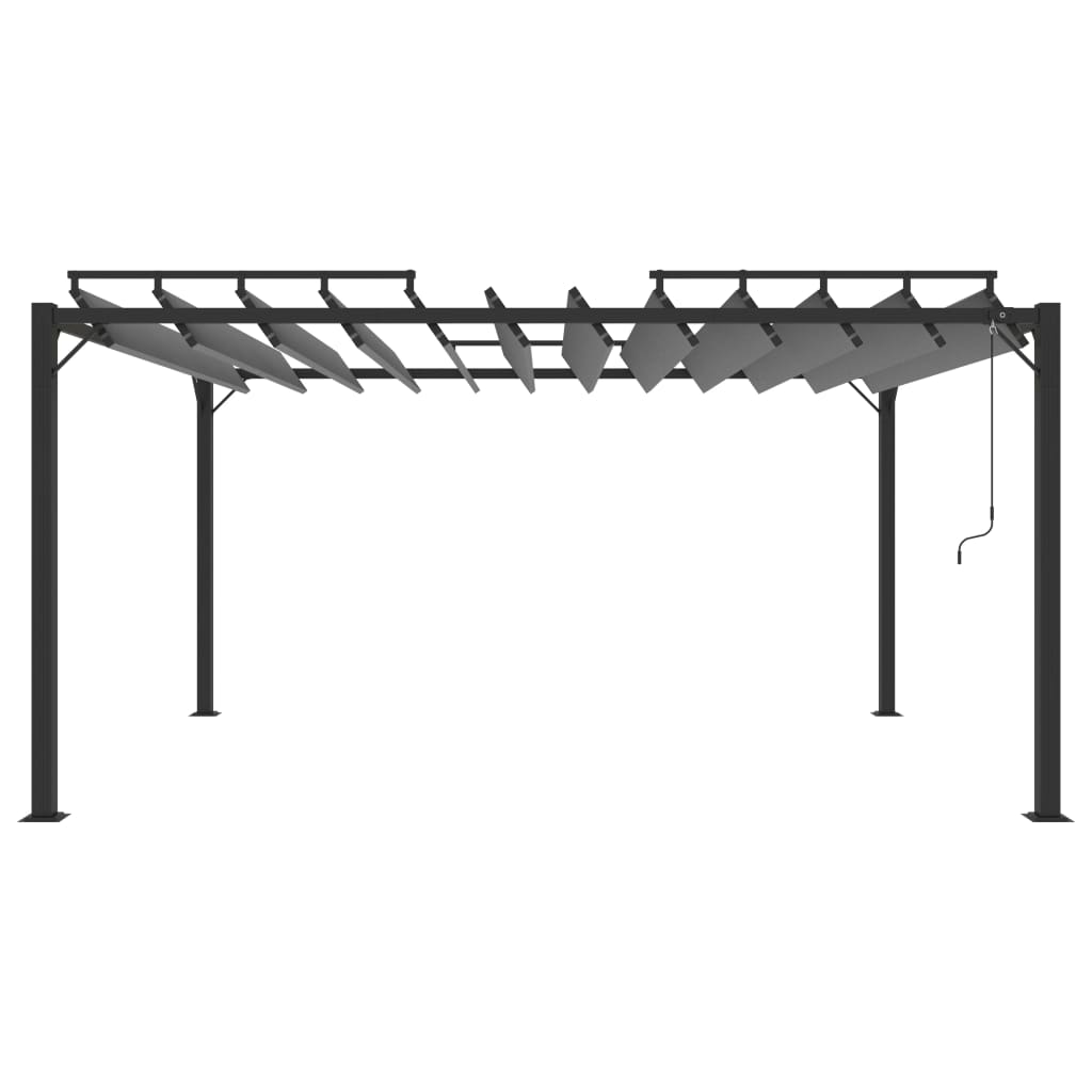 Gazebo con Tetto a Lamelle 3x4 m in Tessuto Antracite/Alluminio