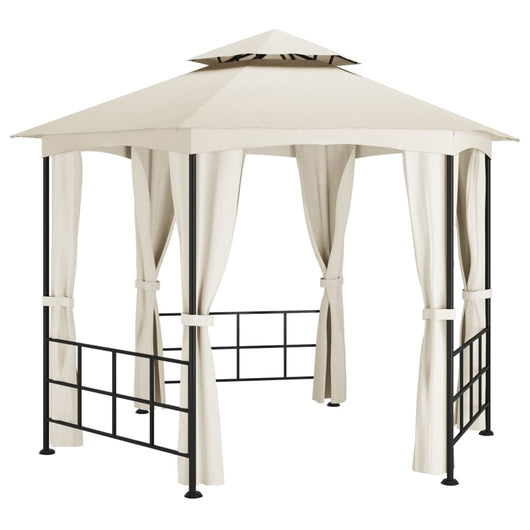 Gazebo con Pareti Laterali 3,1x2,7 m Crema