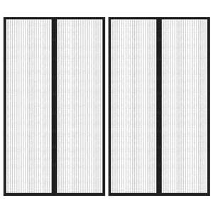 Tende Antimosche 2 pz per Porte con Magneti Nere 200x80 cmcod mxl 95414