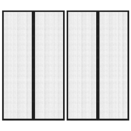 Tende Antimosche 2 pz per Porte con Magneti Nere 200x80 cmcod mxl 95414