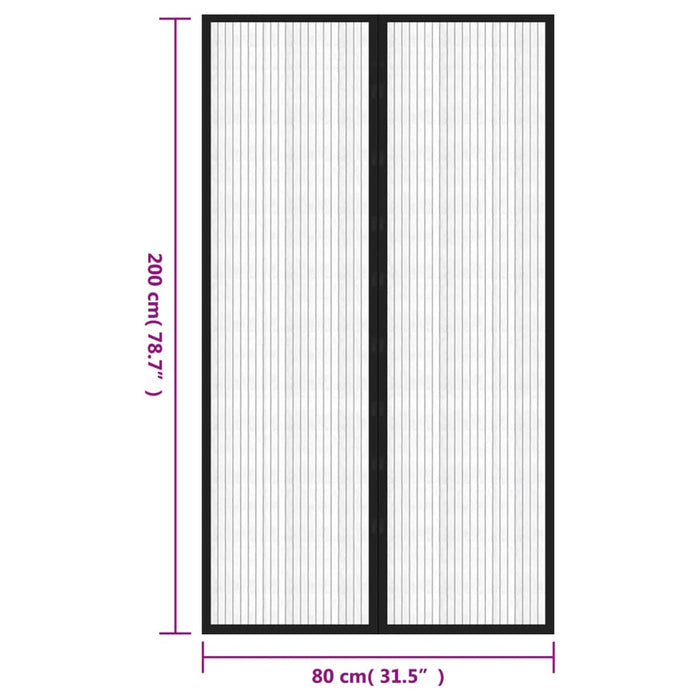Tende Antimosche 2 pz per Porte con Magneti Nere 200x80 cm 314685