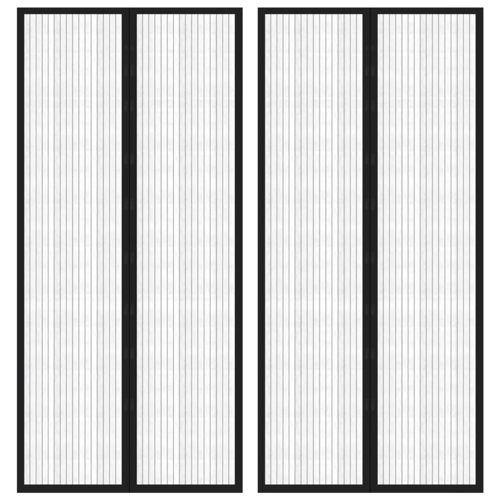 Tende Antimosche per Porta 2 pz con Magneti Nero 210x90cm  cod mxl 72930