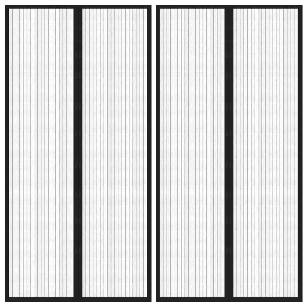 Tende Antimosche per Porta 2 pz con Magneti Nero 220x100cm  cod mxl 69382