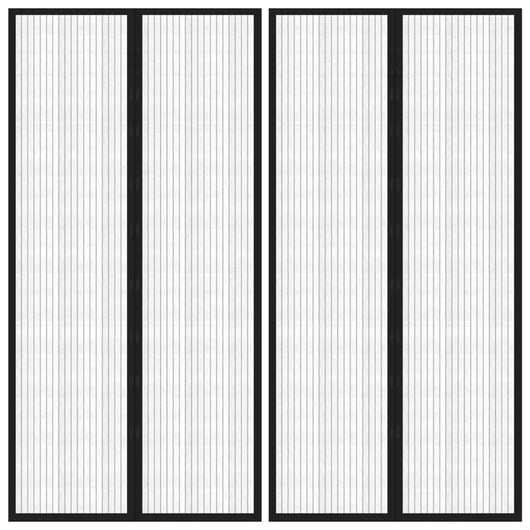 Tende Antimosche per Porta 2 pz con Magneti Nero 220x100cm  cod mxl 69382