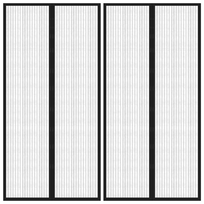 Tende Antimosche per Porta 2 pz con Magneti Nero 220x100cm  cod mxl 69382