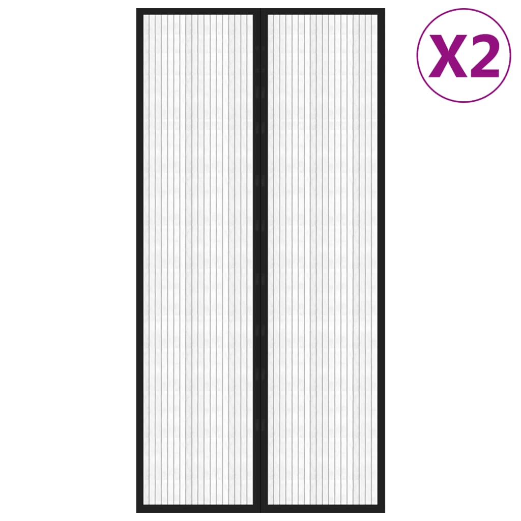 Tende Antimosche per Porta 2 pz con Magneti Nero 220x100cm  cod mxl 69382