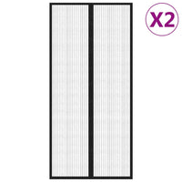 Tende Antimosche 2 pz per Porte con Magneti Nere 220x110 cm 314688