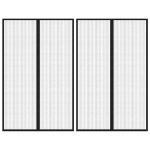 Tende Antimosche 2 pz per Porte con Magneti Nere 220x130 cmcod mxl 119338