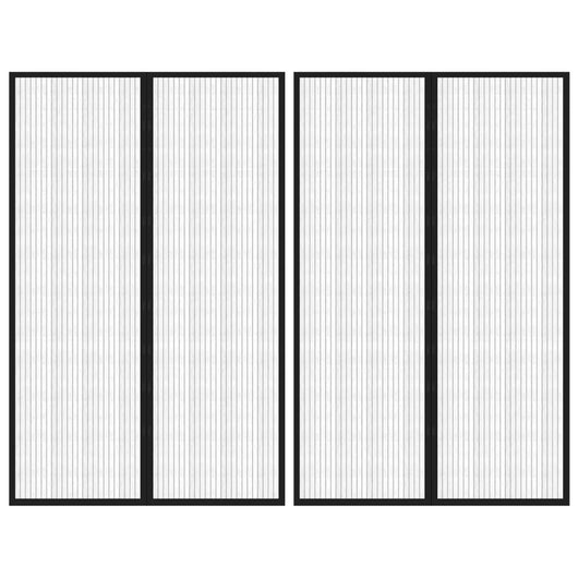 Tende Antimosche 2 pz per Porte con Magneti Nere 220x130 cmcod mxl 119338