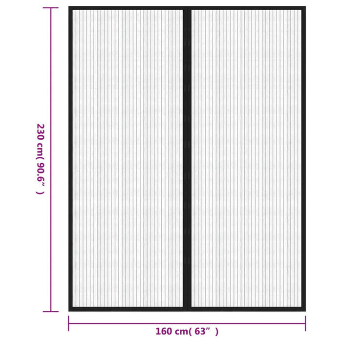 Tende Antimosche 2 pz per Porte con Magneti Nere 230x160 cm 314690