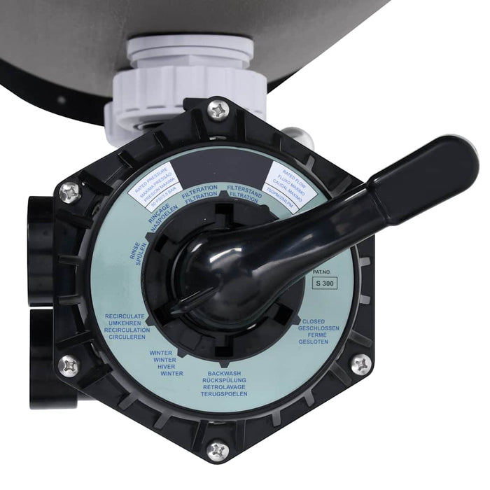 Filtro a Sabbia Laterale per Piscine Valvola 6 Vie 350mm Grigio cod mxl 65571