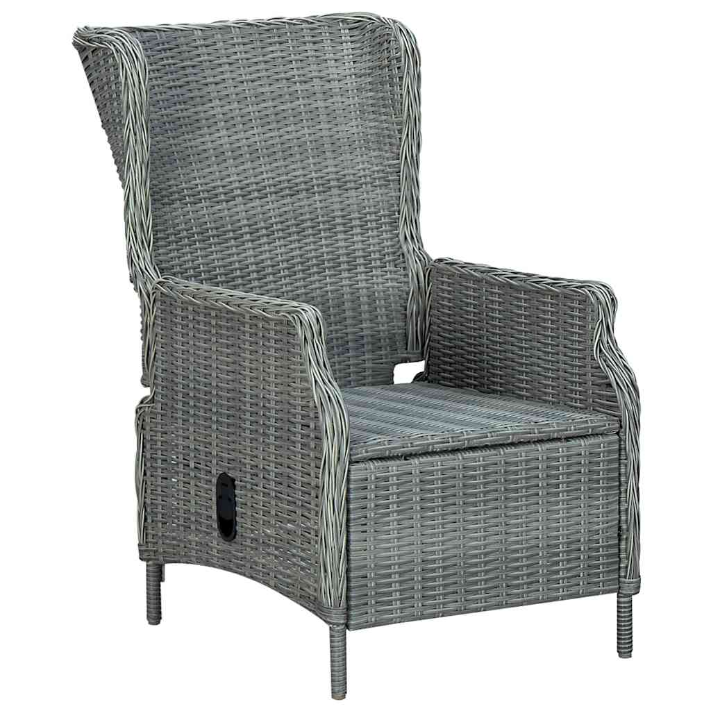 Sedia Giardino Reclinabile Cuscini in Polyrattan Grigio Chiaro 313301