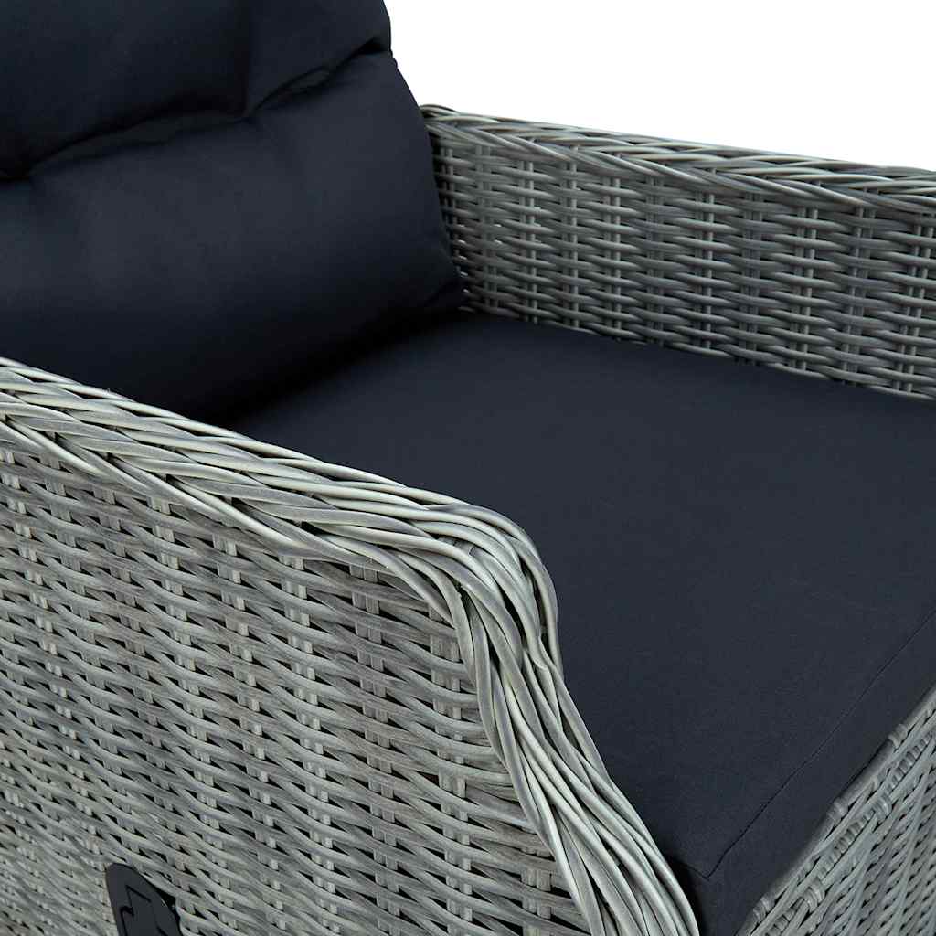 Sedia Giardino Reclinabile Cuscini in Polyrattan Grigio Chiaro 313301
