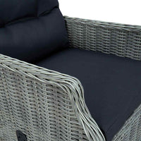 Sedia Giardino Reclinabile Cuscini in Polyrattan Grigio Chiaro 313301