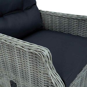 Sedia Giardino Reclinabile Cuscini in Polyrattan Grigio Chiaro 313301