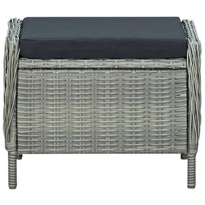 Sedia da Giardino Reclinabile con Pouf Polyrattan Grigio Chiaro cod mxl 10240