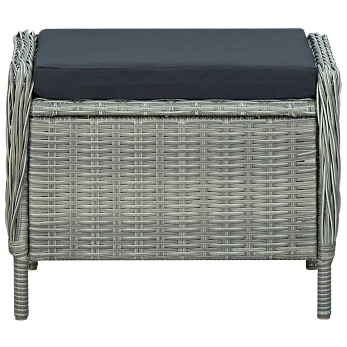 Sedia da Giardino Reclinabile con Pouf Polyrattan Grigio Chiaro cod mxl 10240