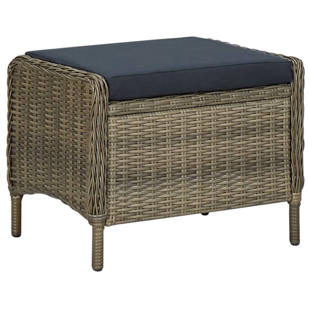 Sedia da Giardino Reclinabile con Pouf Polyrattan Marrone 313305