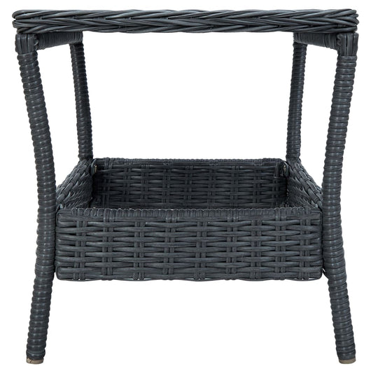 Tavolo da Giardino-Tavolo da esterno Grigio Scuro 45x45x46,5 cm in Polyrattan