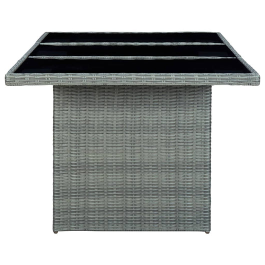 Tavolino da Giardino Grigio Chiaro Polyrattan e Vetro Temperato 313311