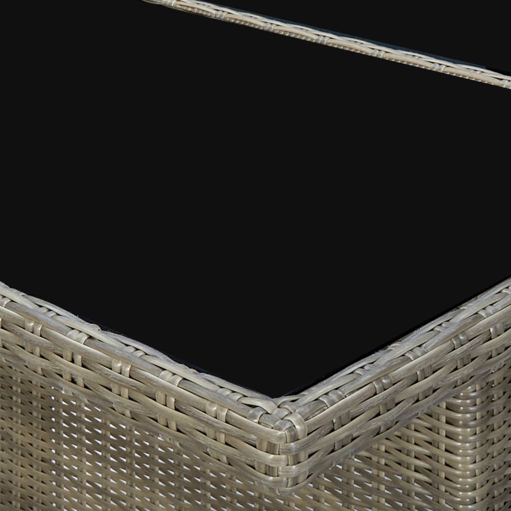 Tavolino da Giardino-Tavolo da Esterno-Tavolino da Patio Marrone Polyrattan e Vetro Temperato