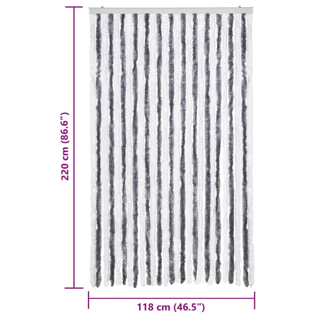 Zanzariera Grigio e Bianco 118x220 cm Ciniglia 315125