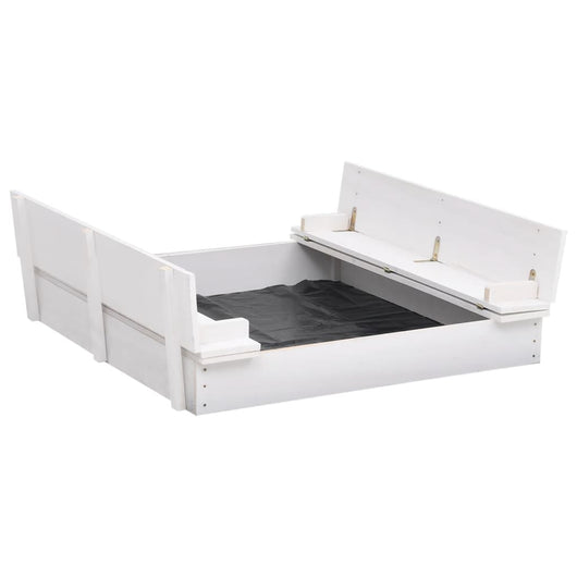 Sabbiera in legno di abete 95 x 90 x 15 cm bianco 02_0005062