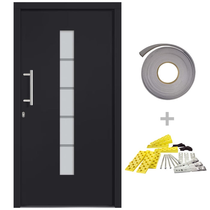 Porta d'Ingresso in Alluminio e PVC Antracite 100x210 cmcod mxl 72418