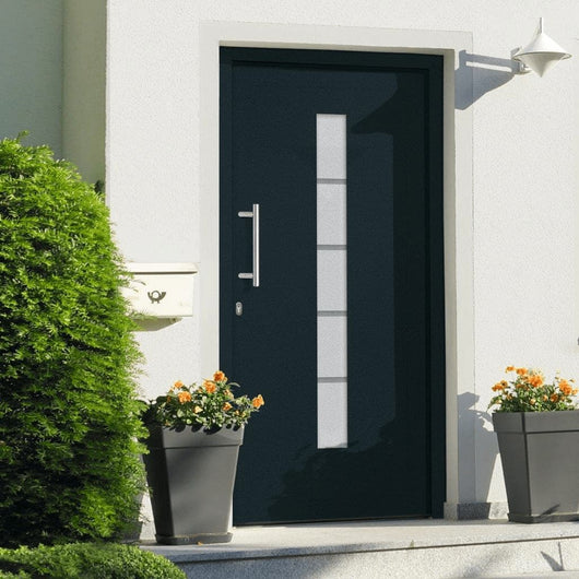 Porta d'Ingresso in Alluminio e PVC Antracite 100x210 cmcod mxl 72418