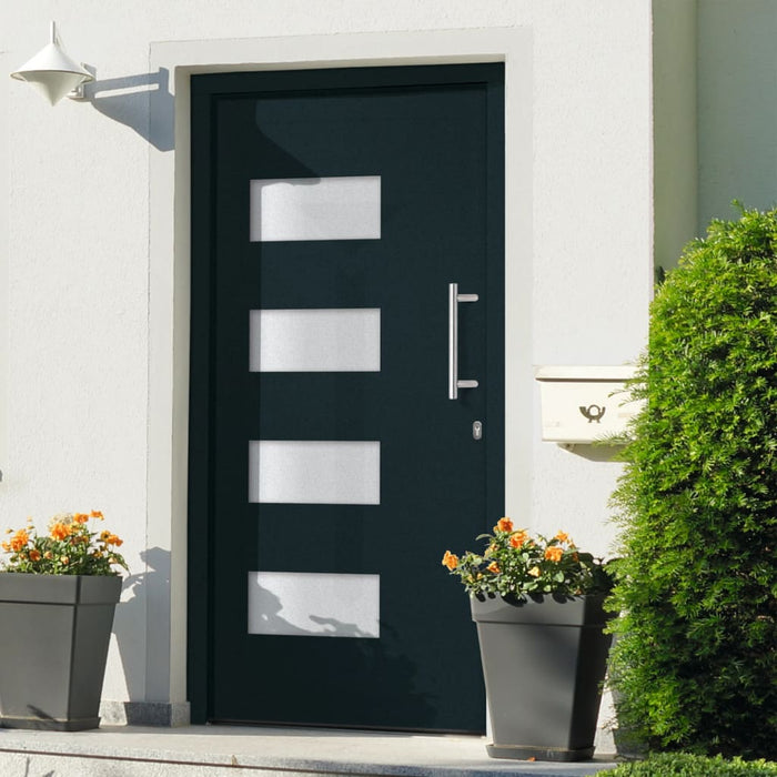 Porta d'Ingresso in Alluminio e PVC Antracite 100x200 cm 3056824