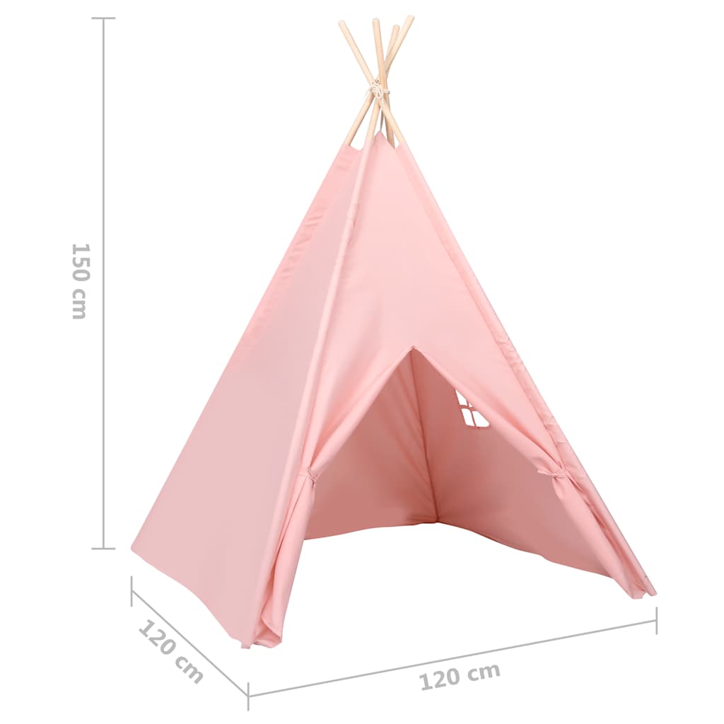 Tenda Tipi per Bambini con Borsa Rosa Microfibra 120x120x150cm 80270