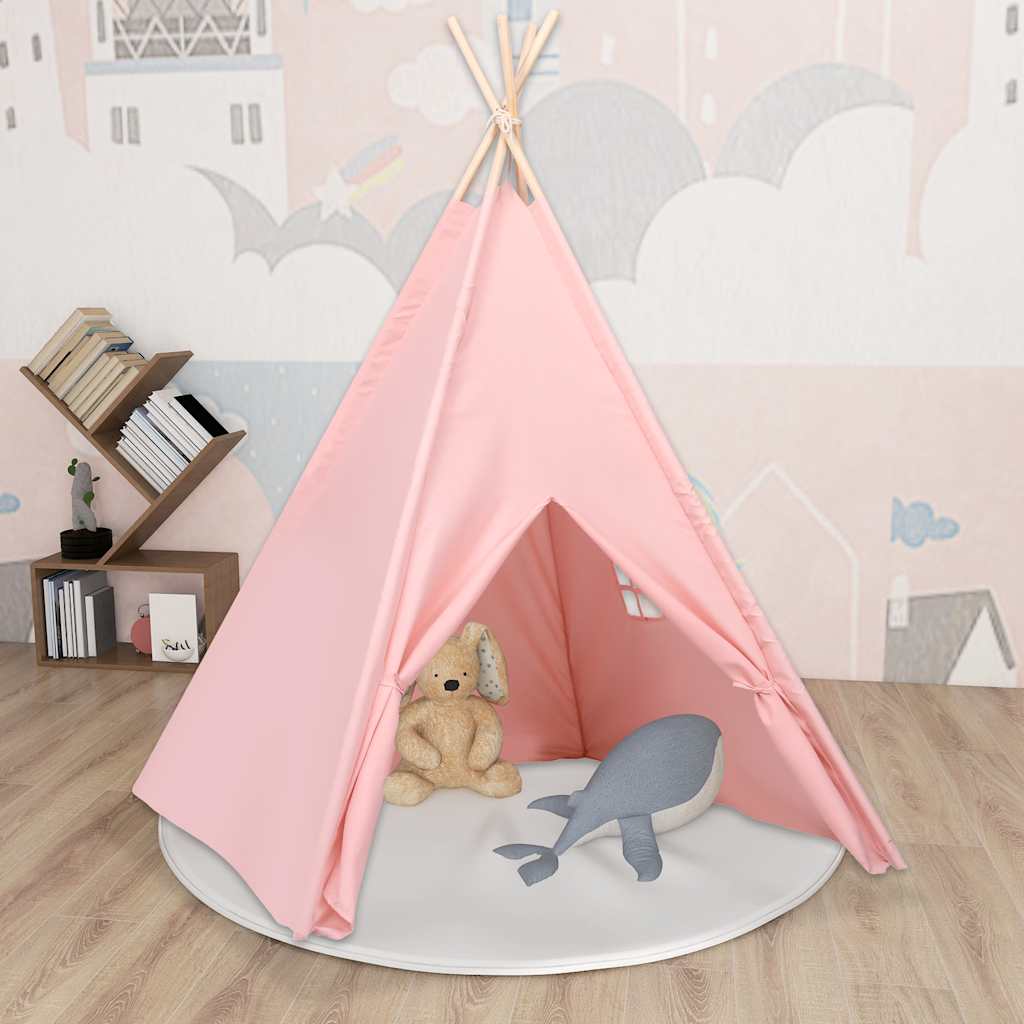 Tenda Tipi per Bambini con Borsa Rosa Microfibra 120x120x150cm 80270