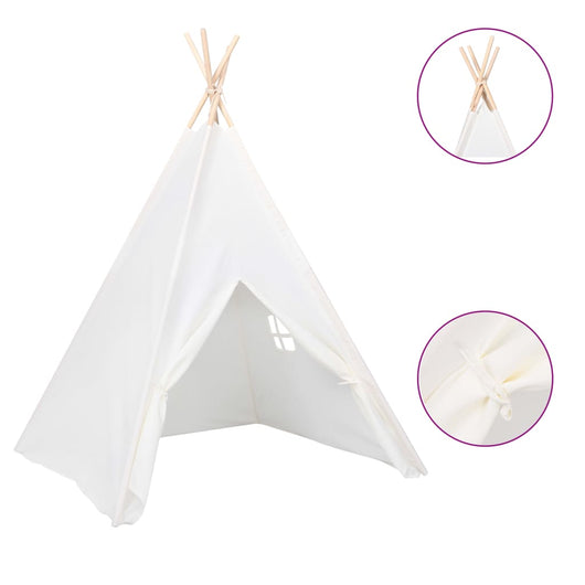 Tenda teepee per bambini con borsa in pelle pesca 120 x 120 x 150 cm bianca 02_0005205