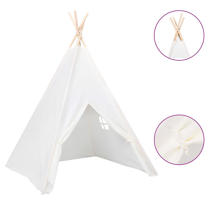 Tenda teepee per bambini con borsa in pelle pesca 120 x 120 x 150 cm bianca 02_0005205