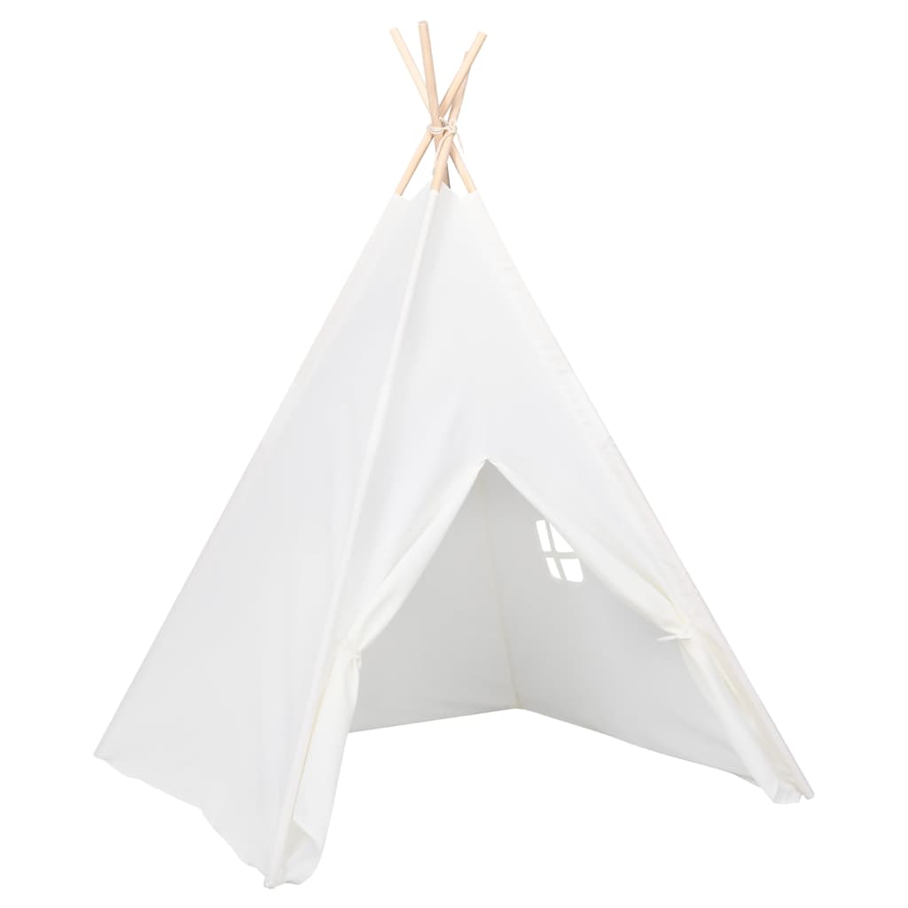 Tenda teepee per bambini con borsa in pelle pesca 120 x 120 x 150 cm bianca 02_0005205