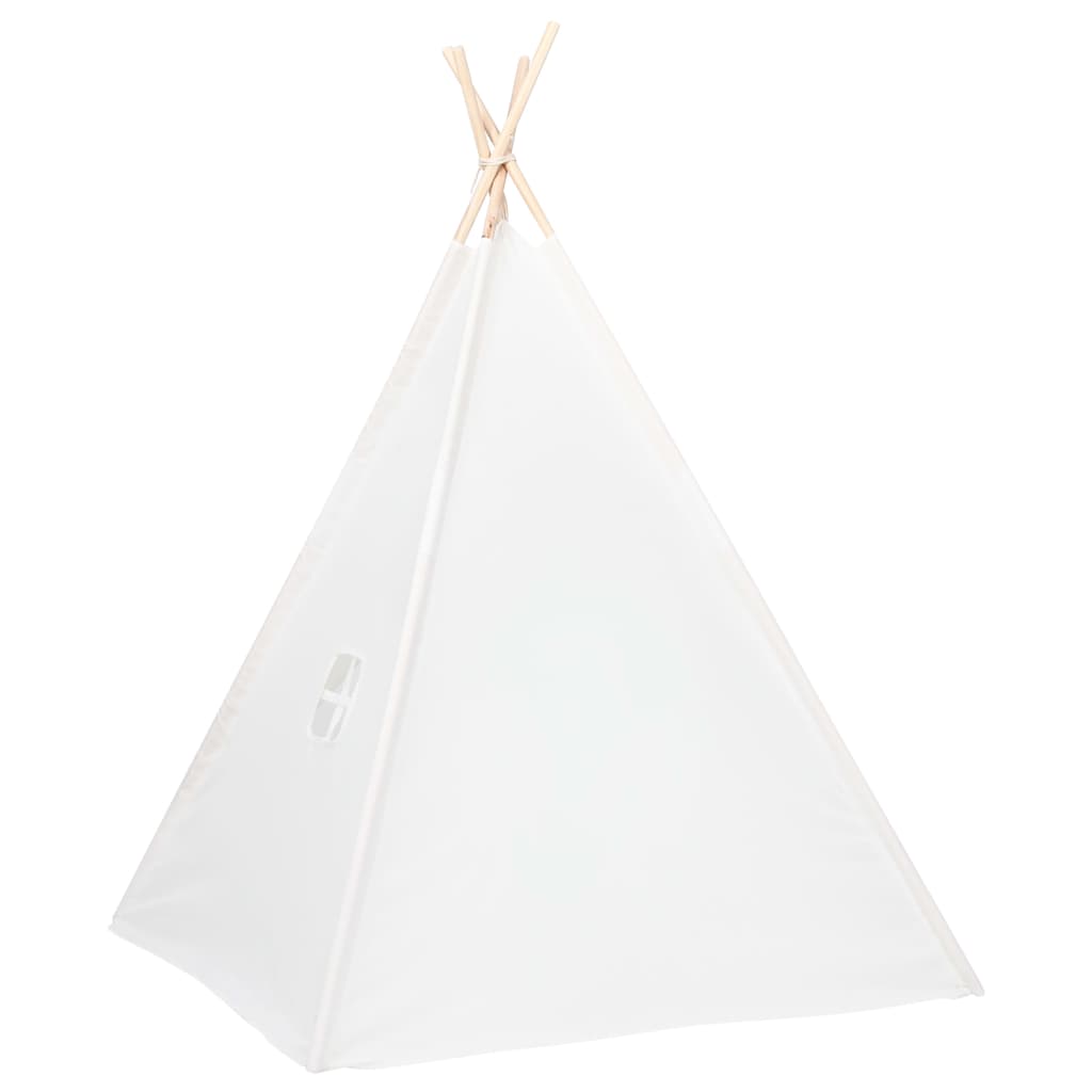 Tenda teepee per bambini con borsa in pelle pesca 120 x 120 x 150 cm bianca 02_0005205