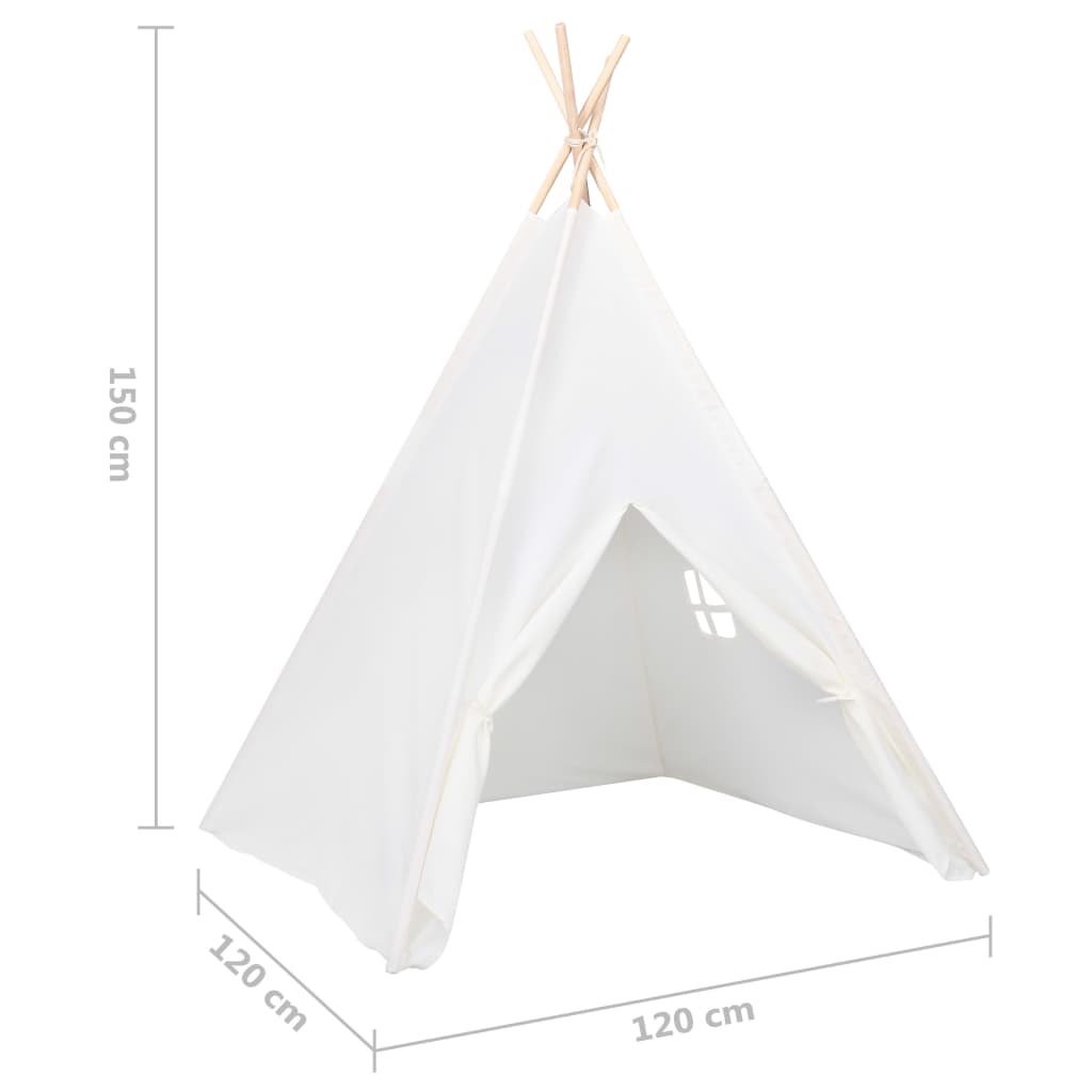 Tenda teepee per bambini con borsa in pelle pesca 120 x 120 x 150 cm bianca 02_0005205