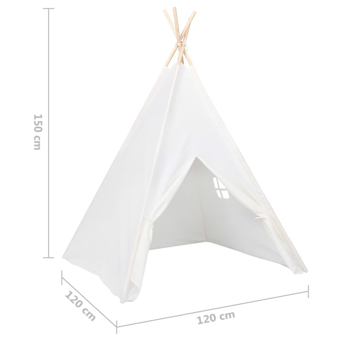 Tenda teepee per bambini con borsa in pelle pesca 120 x 120 x 150 cm bianca 02_0005205