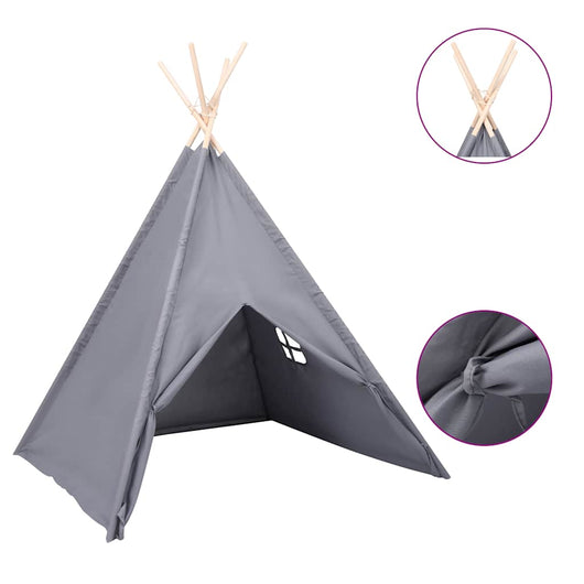 Tenda Tipi Bambini con Borsa Grigio Microfibra 120x120x150cm 80272