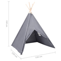 Tenda Tipi Bambini con Borsa Grigio Microfibra 120x120x150cm 80272