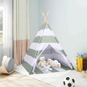 Tenda per bambini Rigato Grigio e Bianco 120 x 120 x 150 cm 80273