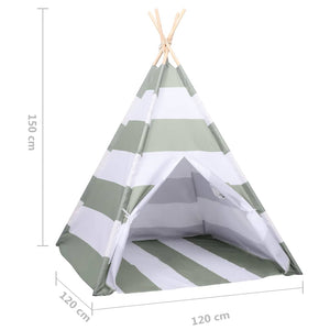 Tenda per bambini Rigato Grigio e Bianco 120 x 120 x 150 cm 80273