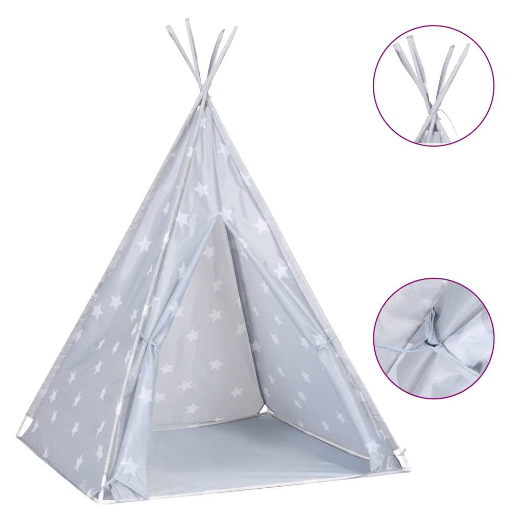 Tenda Tipi Bambini con Borsa Grigio Poliestere 115x115x160cm 80275
