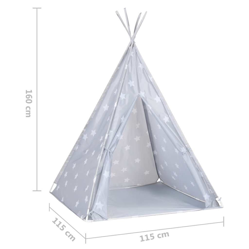 Tenda Tipi Bambini con Borsa Grigio Poliestere 115x115x160cm 80275