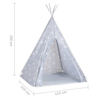 Tenda Tipi Bambini con Borsa Grigio Poliestere 115x115x160cm 80275