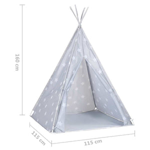 Tenda Tipi Bambini con Borsa Grigio Poliestere 115x115x160cm 80275