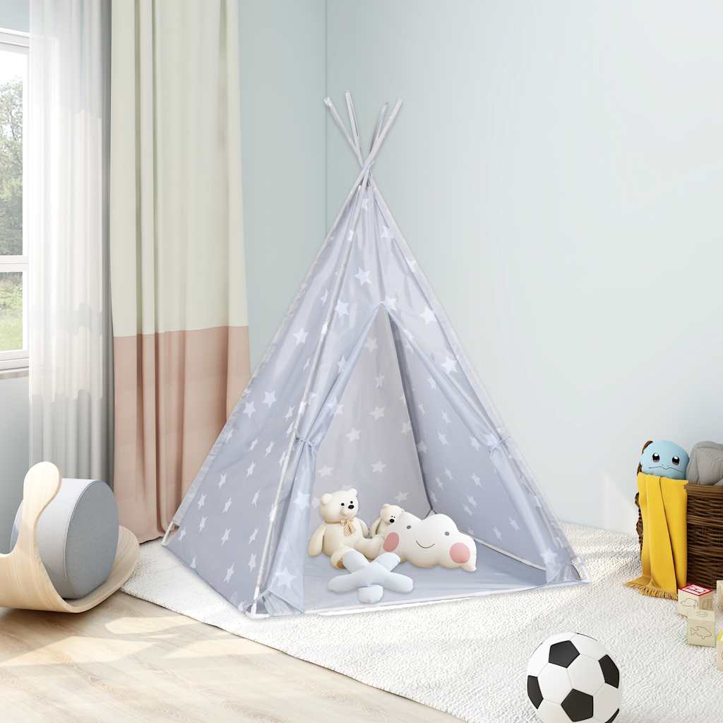 Tenda Tipi Bambini con Borsa Grigio Poliestere 115x115x160cm 80275