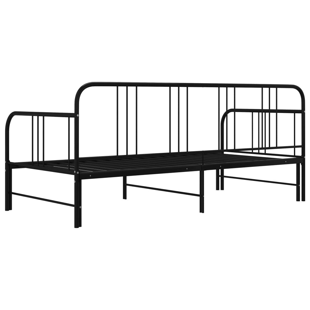 Telaio Divano Letto Estraibile Nero in Metallo 90x200 cm 324752