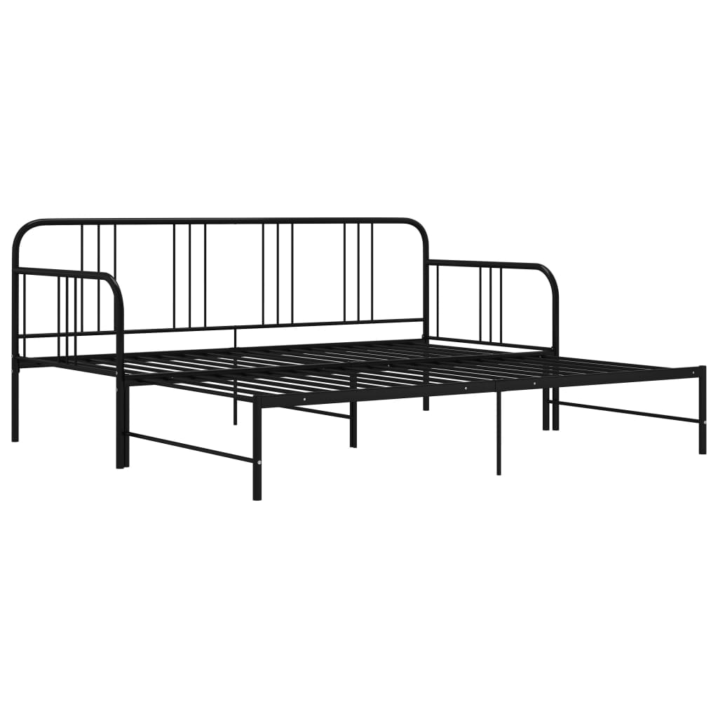 Telaio Divano Letto Estraibile Nero in Metallo 90x200 cm 324752